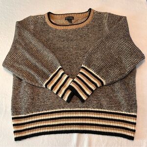 Design 365 Women’s Crewneck Boxy Tan Black Cream Sweater 3X
